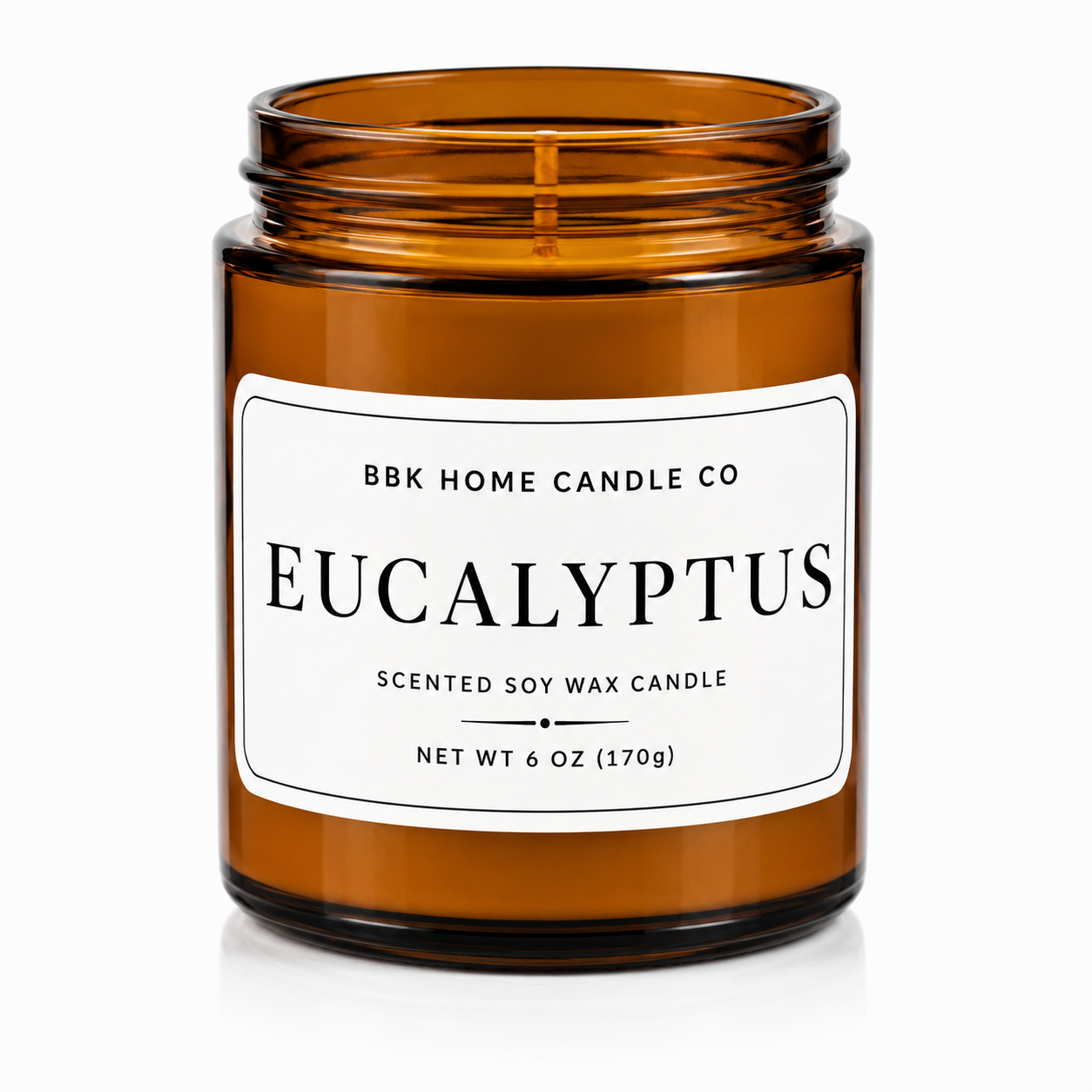 Eucalyptus Candle – Amber Glass – 6 oz