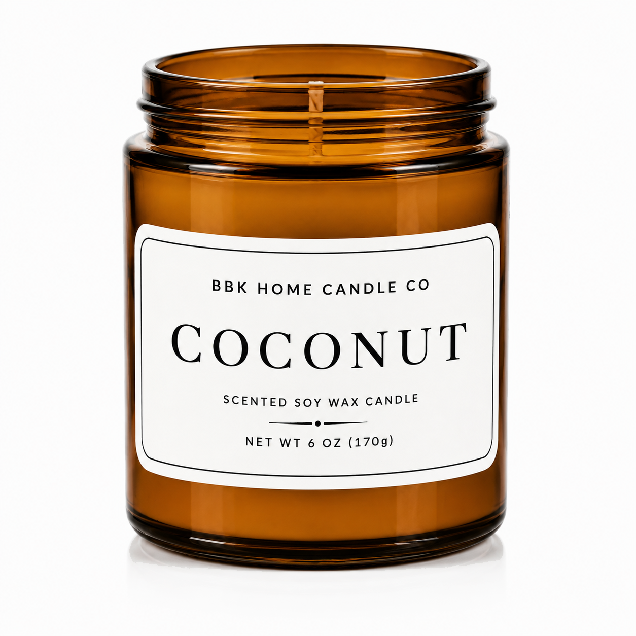 Coconut Candle – Amber Glass – 6 oz