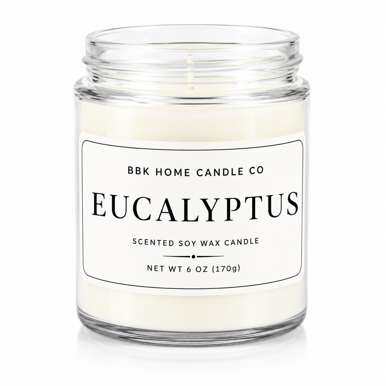 Eucalyptus Candle – Clear Glass – 6 oz