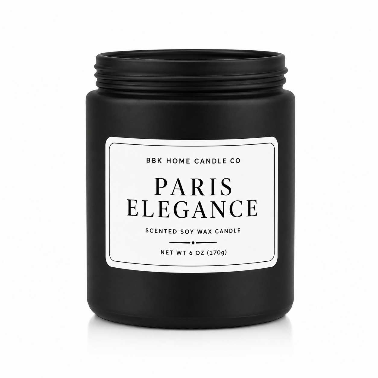 Paris Elegance Deluxe Soy Wax Candle – Matte Black Glass – 6 oz