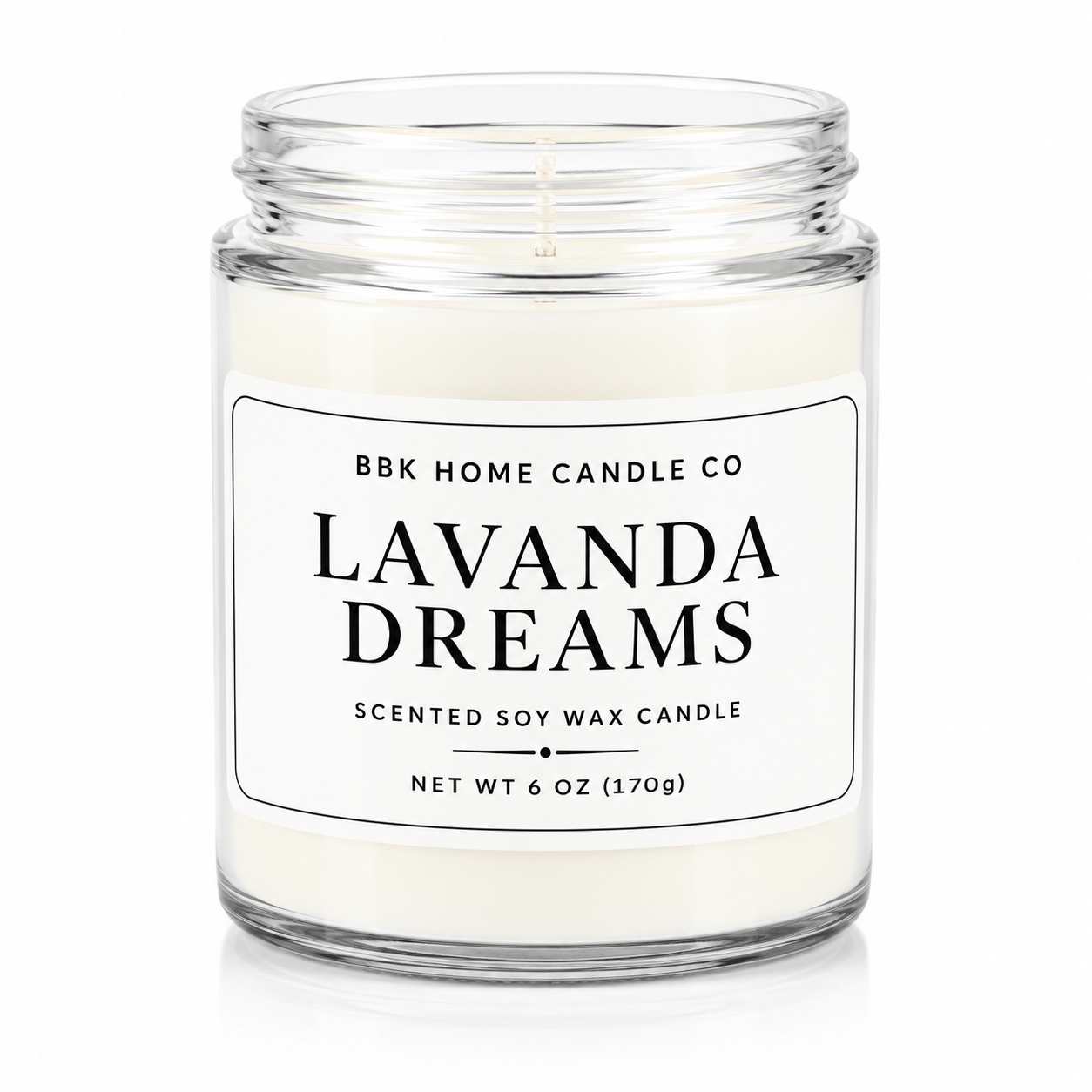 Lavanda Dreams Candle – Clear Glass – 6 oz