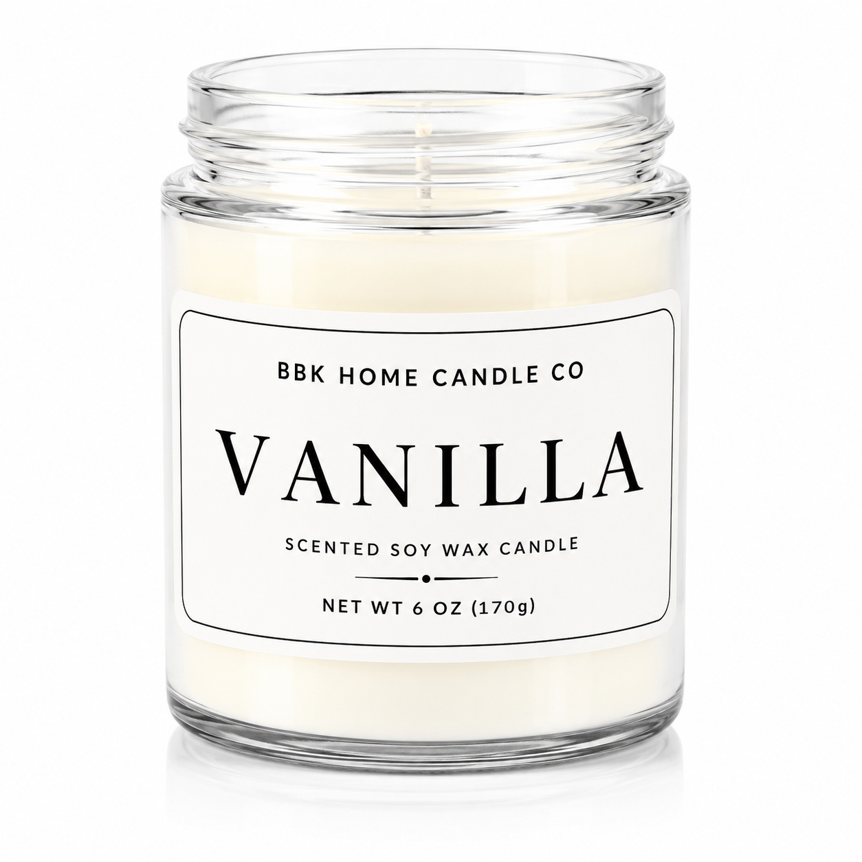 Vanilla Candle – Clear Glass – 6 oz