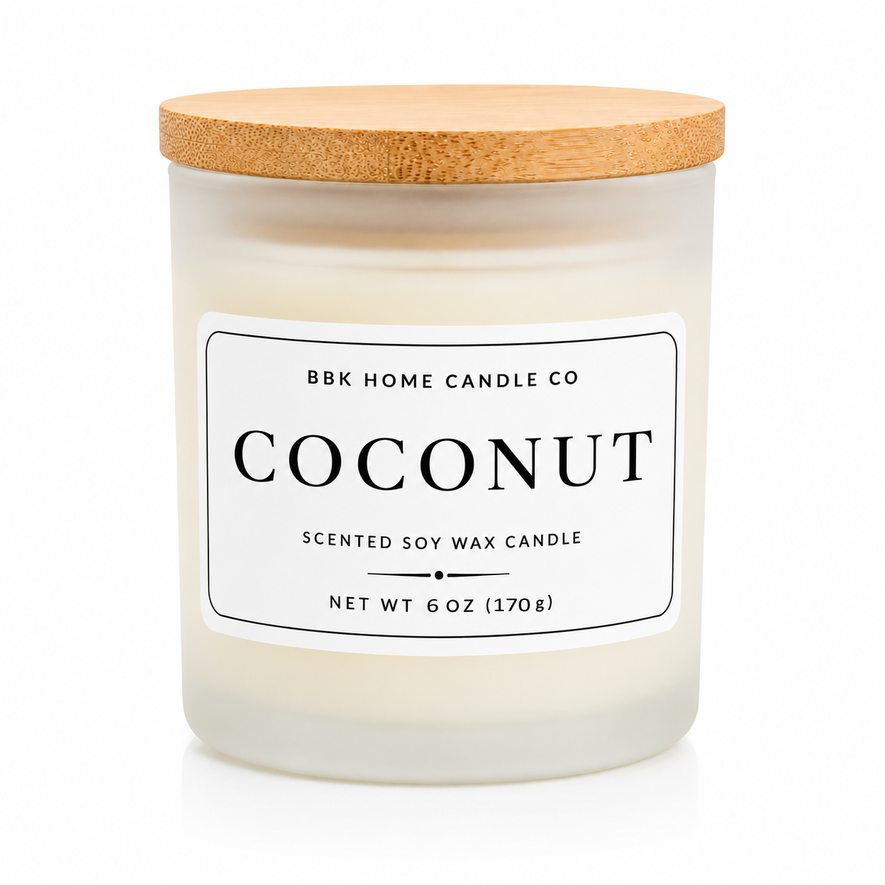 Coconut Candle – Frosted Gray Glass – 8 oz