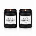 Paris Elegance Deluxe Soy Wax Candle Gift Set – Matte Black Glass – 2 × 6 oz