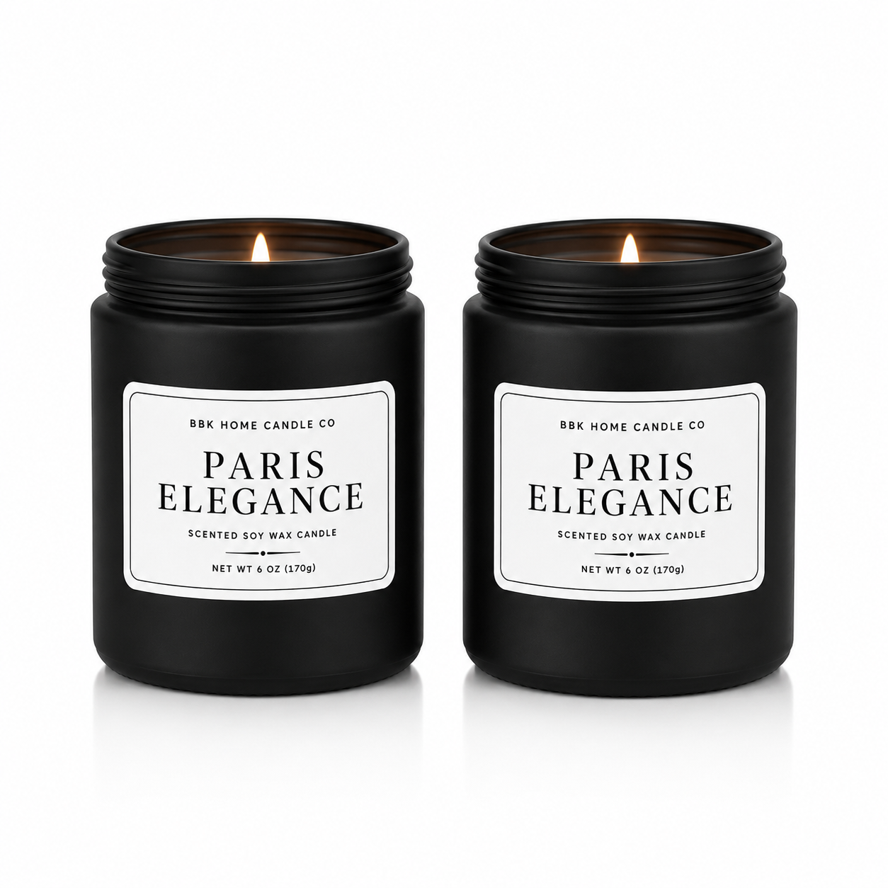 Paris Elegance Deluxe Soy Wax Candle Gift Set – Matte Black Glass – 2 × 6 oz