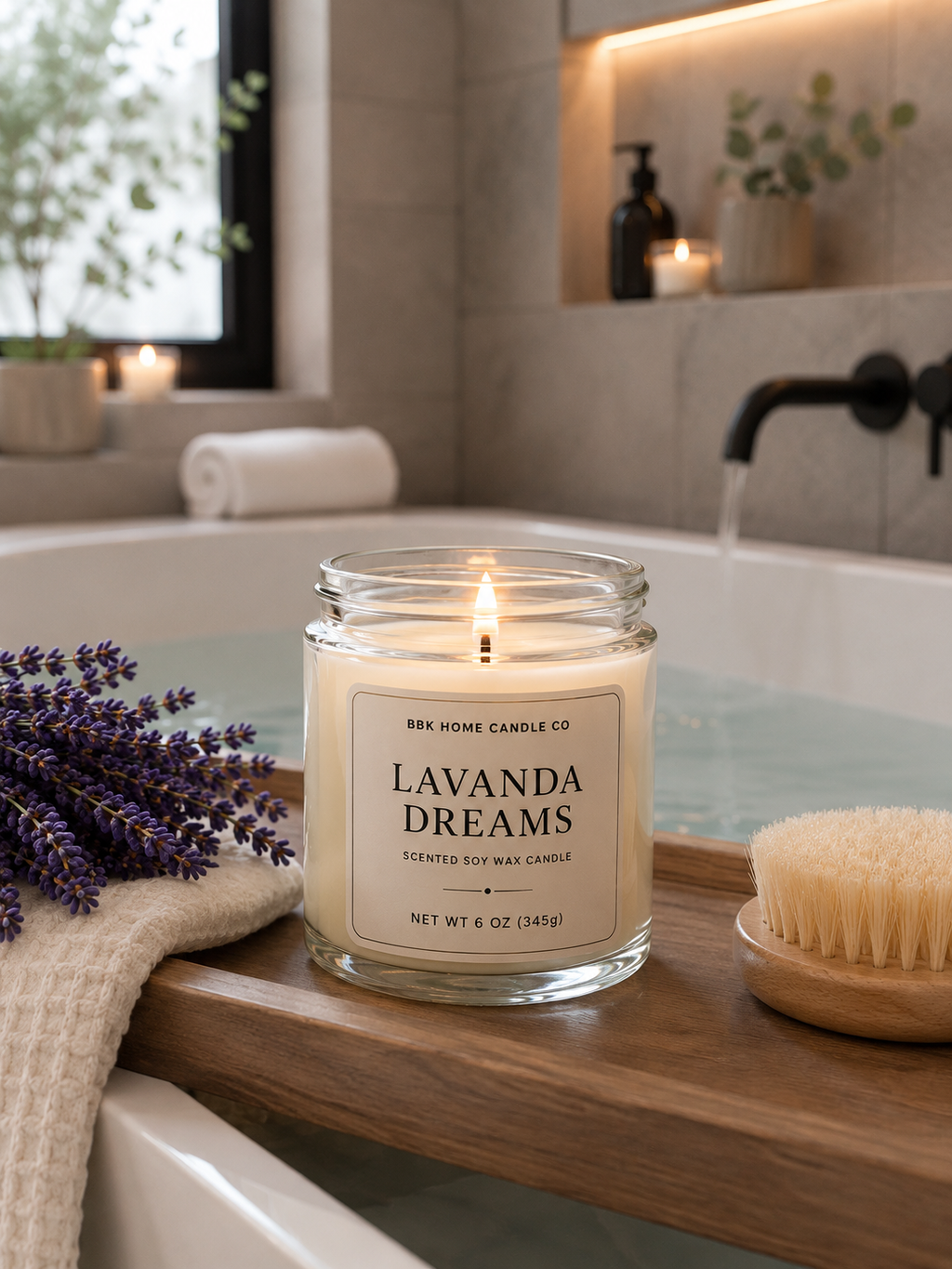 Lavanda Dreams Candle – Clear Glass – 6 oz