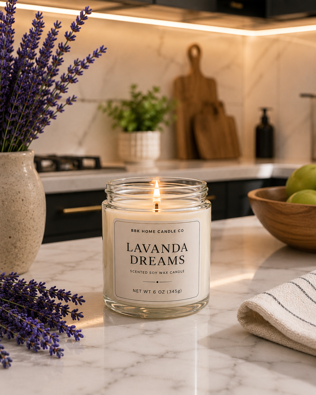 Lavanda Dreams Candle – Clear Glass – 6 oz