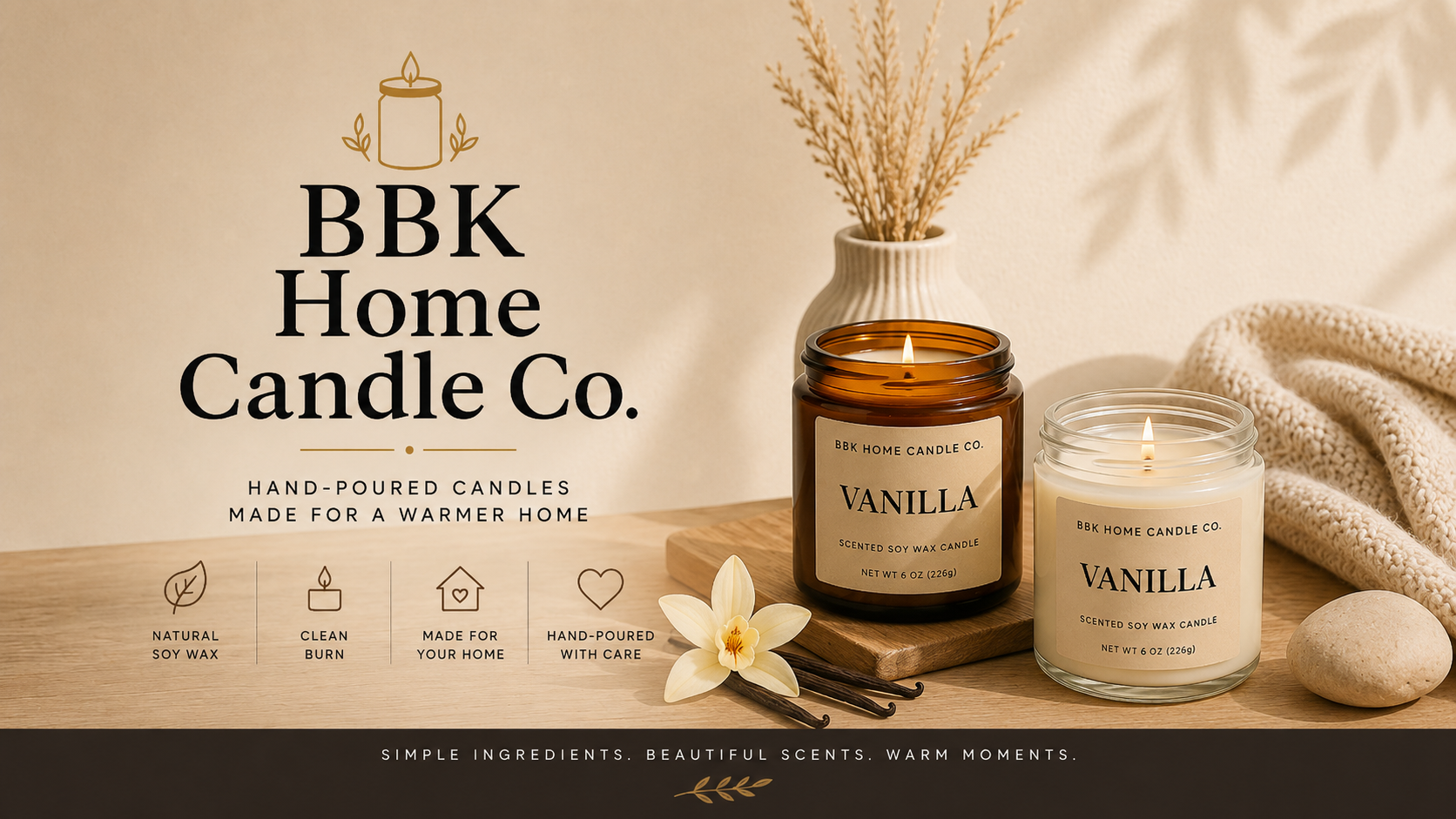 Vanilla Candle – Clear Glass – 6 oz