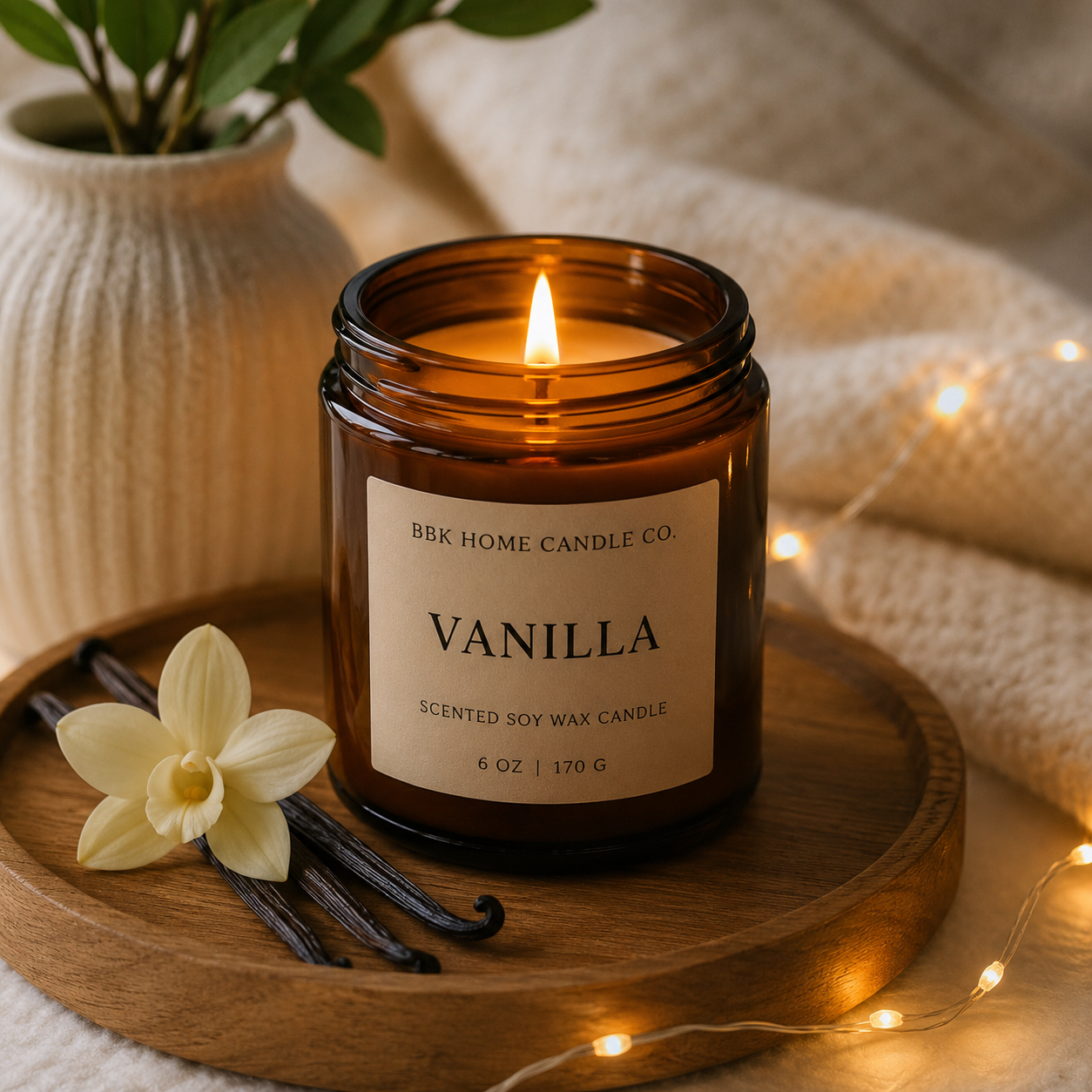 Vanilla Candle – Amber Glass – 6 oz