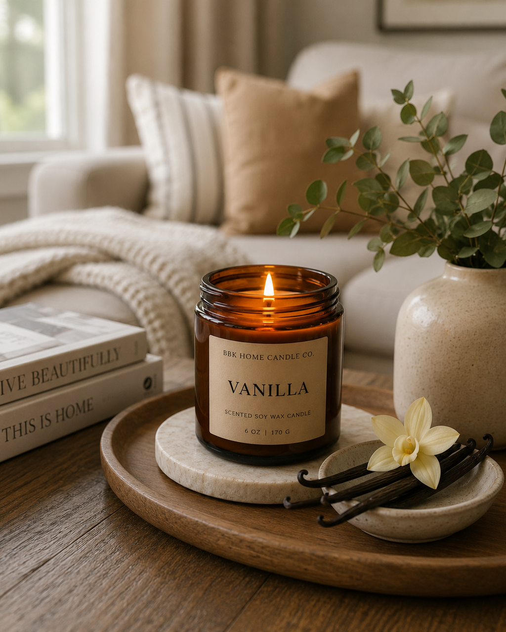 Vanilla Candle – Amber Glass – 6 oz
