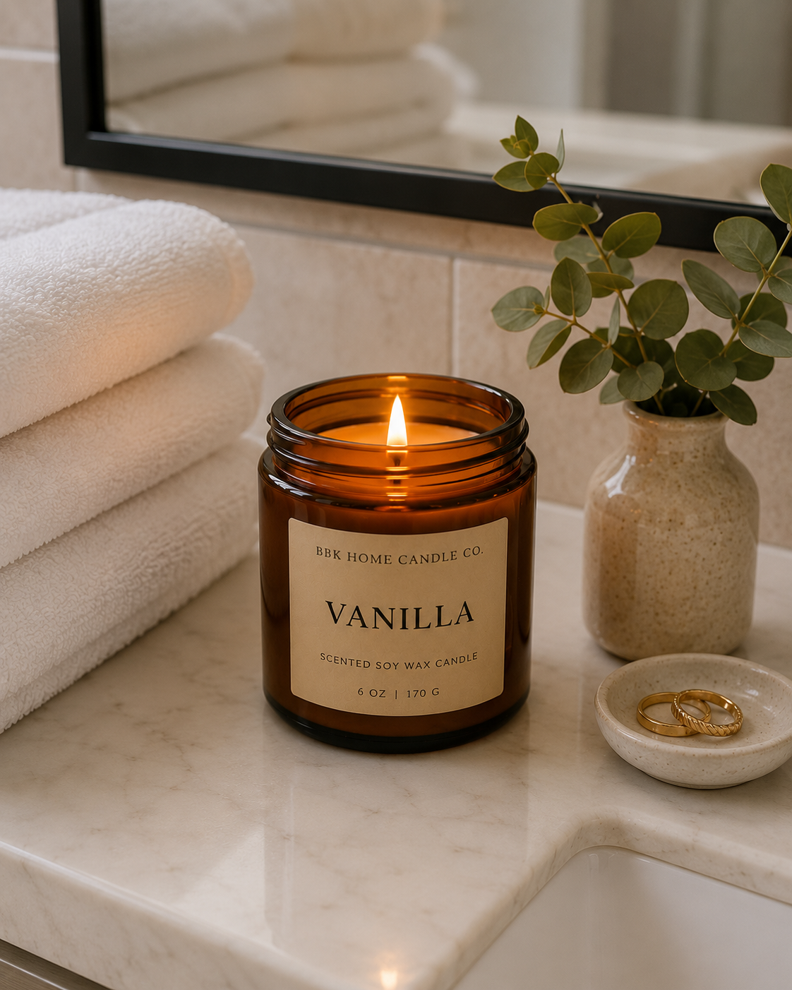 Vanilla Candle – Amber Glass – 6 oz