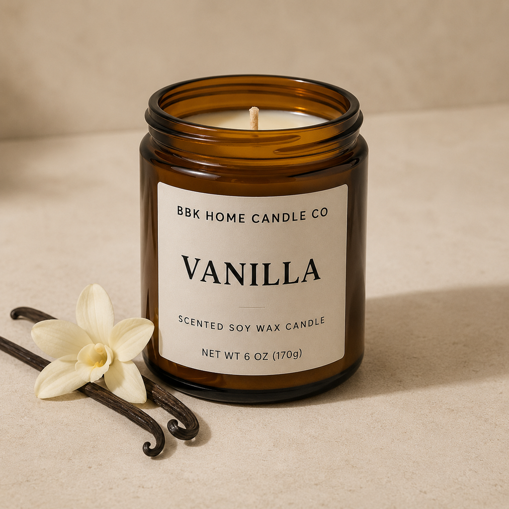 Vanilla Candle – Amber Glass – 6 oz